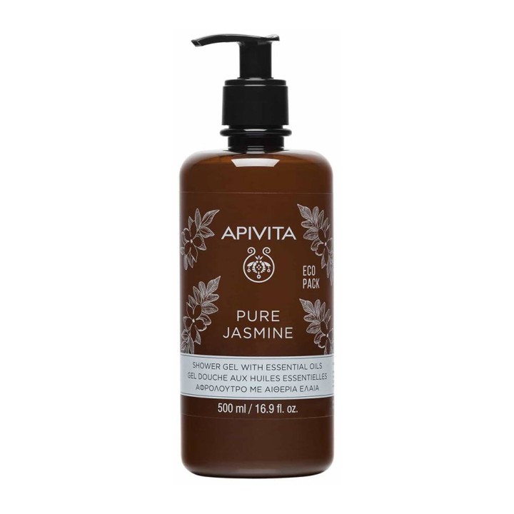 Apivita Pure Jasmine Shower Gel With Essential Oils Eco Pack 500ml