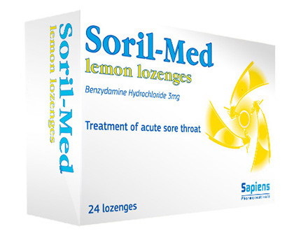 SORIL-MED LEMON LOZENGE 3MG PACK WITH 24 LOZENGES IN BLISTER(S)