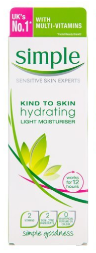 Simple Sensitive Skin Experts Hydrating Light Moisturiser Works For 12H 125 Ml