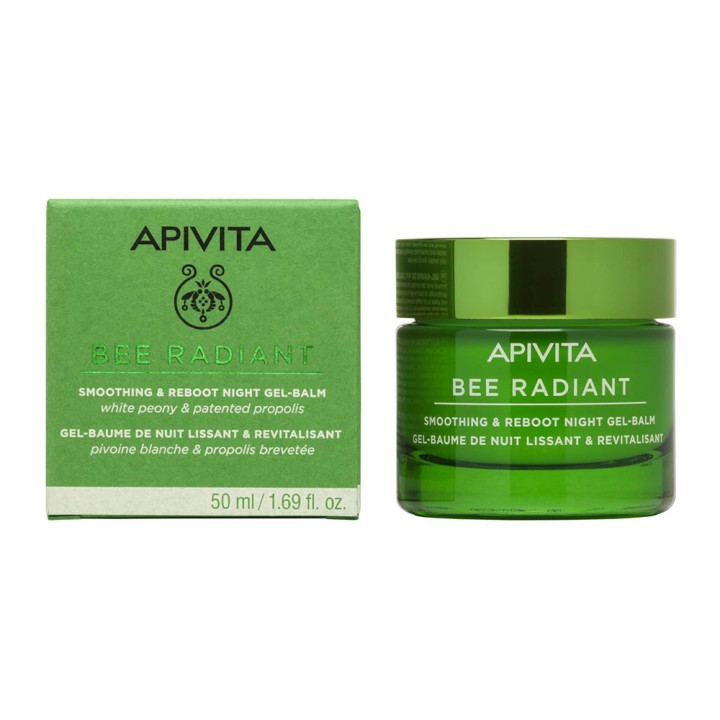 Apivita Bee Radiant Peony Night Gel Balm, Gelbalm Νύχτας Για Λείανση & Αναζωογόνηση 50Ml