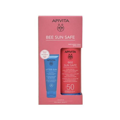 Apivita Bee Sun Safe Face & Body Spray SPF50 200ml & After Sun Gel-Cream Refreshing & Soothing 100ml