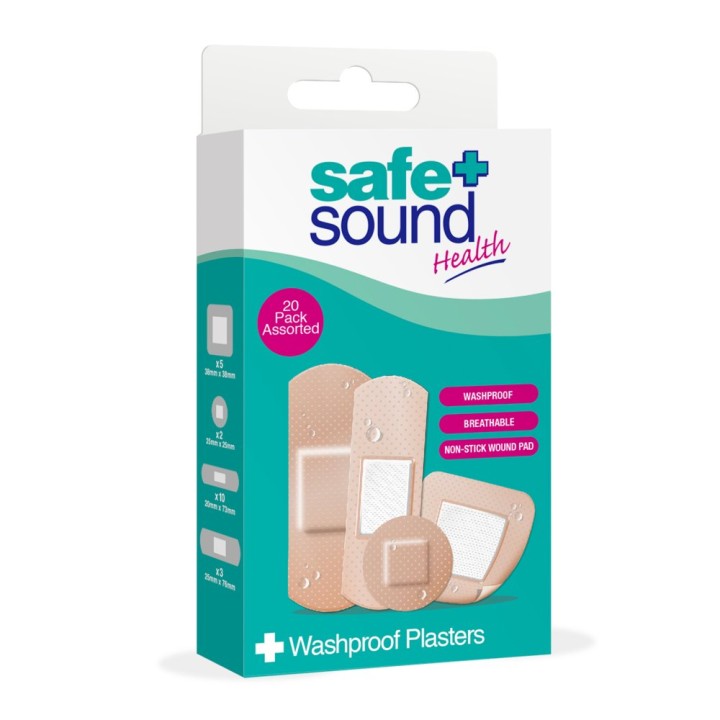 Safe & Sound Assorted Waterproof Plasters Sa4009 20 Pcs