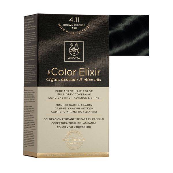 Apivita My Color Elixir  Hair Dye Color 4.11 Brown Intense Ash