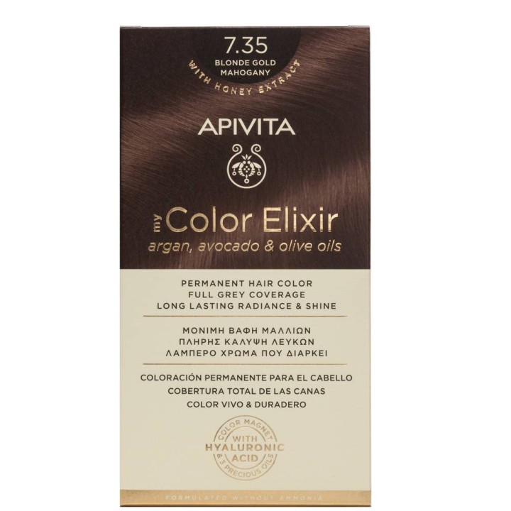 Apivita My Color Elixir Hair Dye Color 7.35 Blonde Gold Mahogany