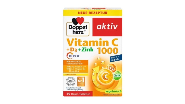 Doppelherz Vitamin C 1000mg+Zinc+D3,30tabs