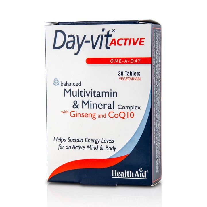Health Aid Day- Vit Active Multivitamin & Mineral Complex With Ginseng And Coq10. Helps Sustain Energy Levels For An Active Mind & Body 30 Tablets