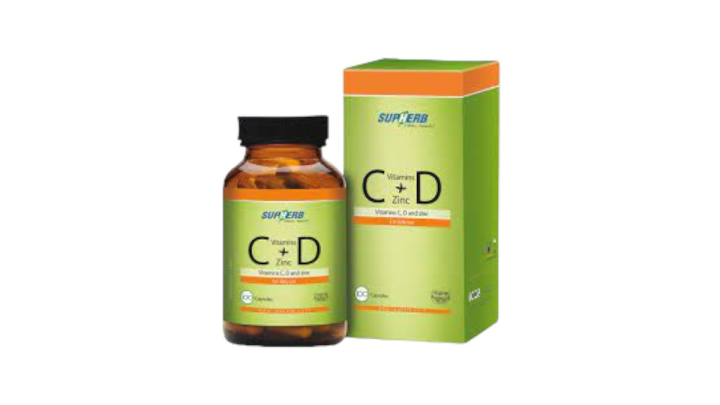 Supherb Vitamin C&D With Zinc, 60Caps