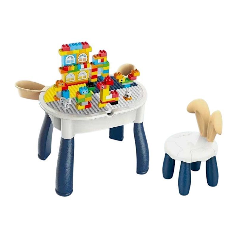 DIY construction set with bench and colorful bricks