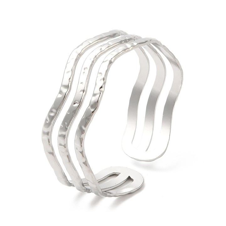 Perlarosa World Wave Open Cuff Bangle Silver