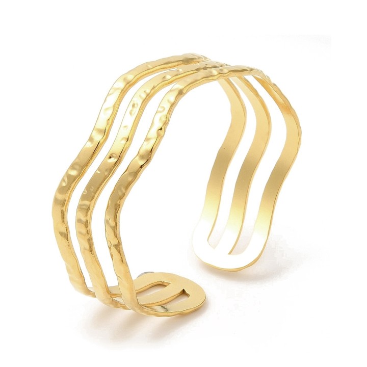 Perlarosa World Wave Open Cuff Bangle Gold