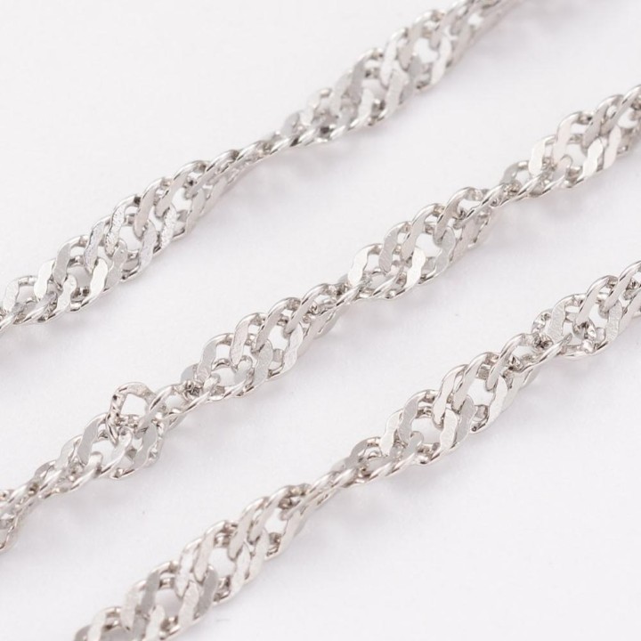 Perlarosa World  Stainless Steel Twist Chain Silver