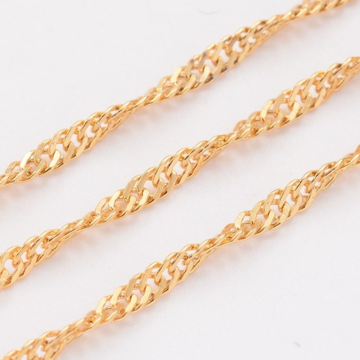 Perlarosa World  Stainless Steel Twist Chain Gold