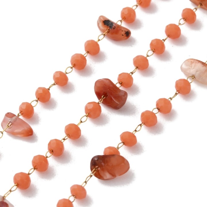 Perlarosa World  Crystal and Natural Amazonite Chain Orange