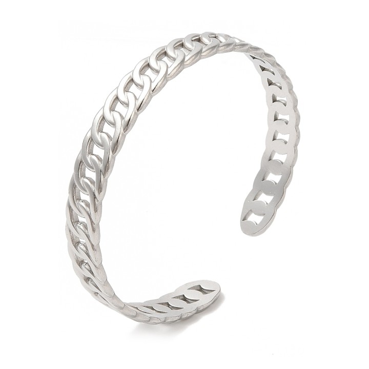 Perlarosa World Chain Link Cuff Bracelet  Silver