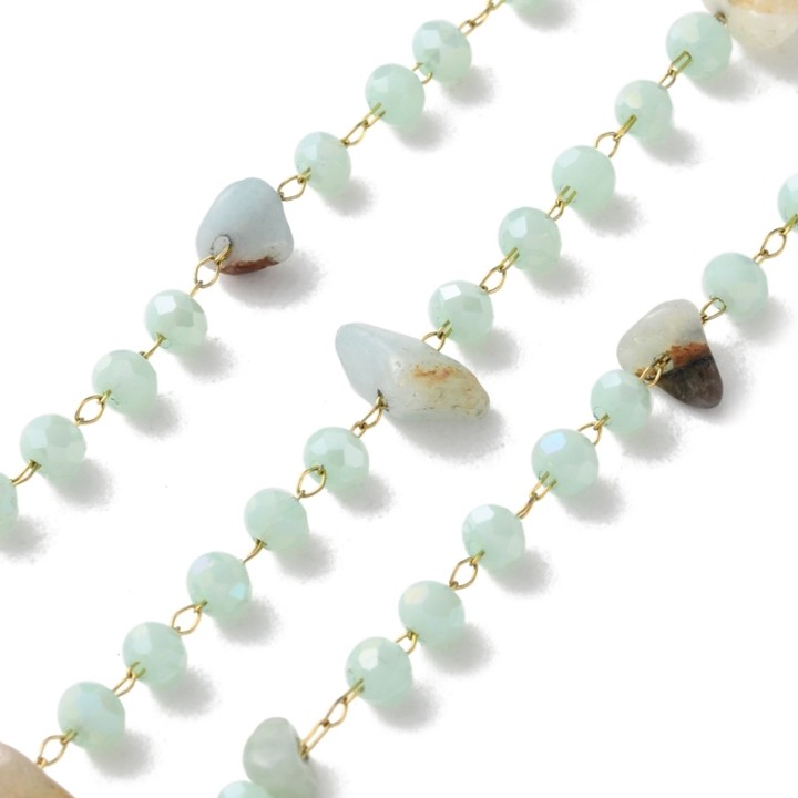 Perlarosa World  Crystal and Natural Amazonite Chain Light blue