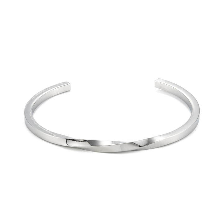 Perlarosa World Twisted Edge Minimal Cuff Bracelet Silver