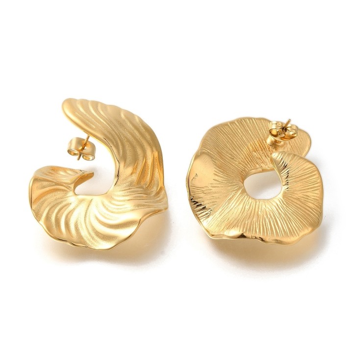 Perlarosa World Rippled Organic Flat Stud Earrings