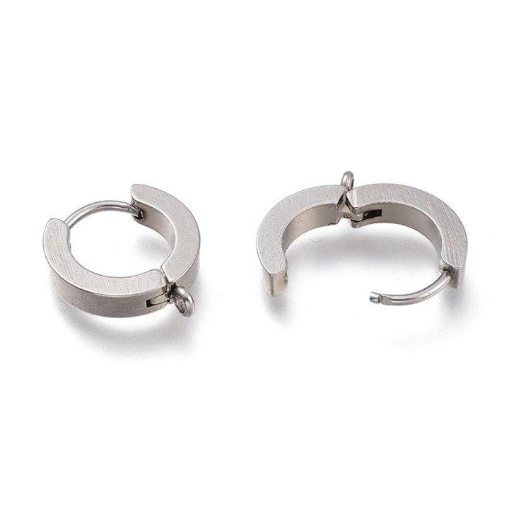 Perlarosa World Hoop Earring Findings with Loop  Silver