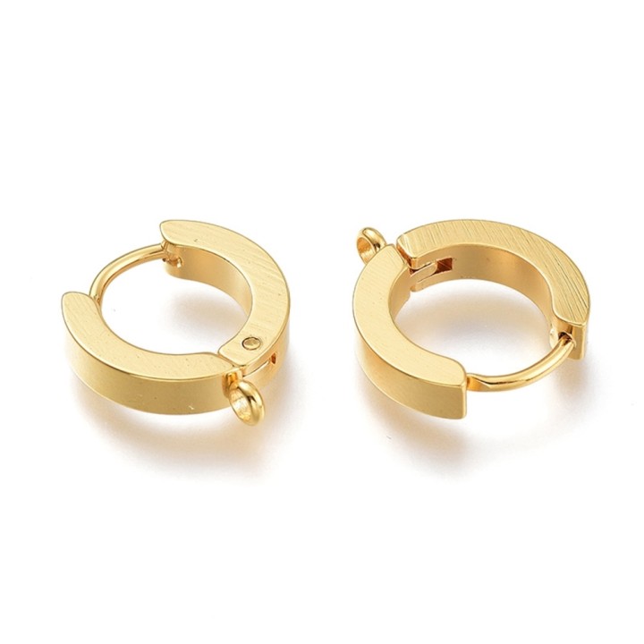 Perlarosa World Hoop Earring Findings with Loop  Gold