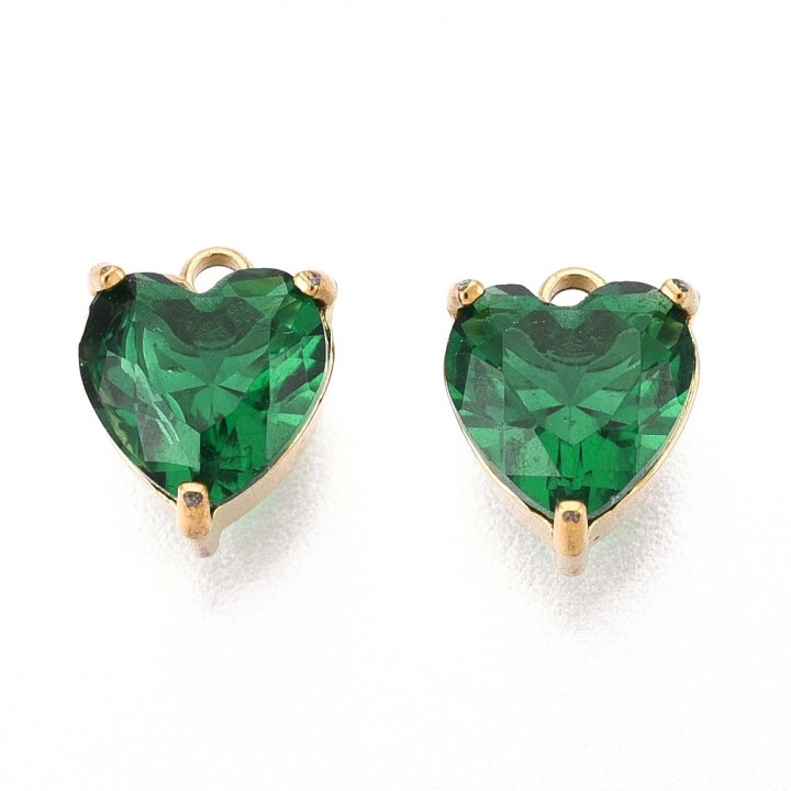 Perlarosa World Sparkling Heart Crystal Charms (1 pc) Green