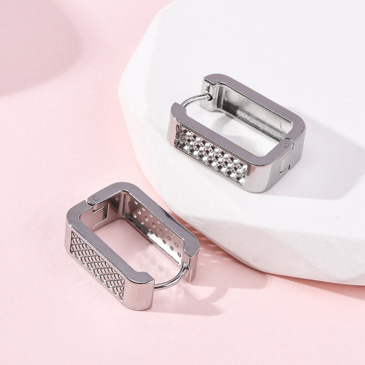 Perlarosa World Rectangle Hoop Silver