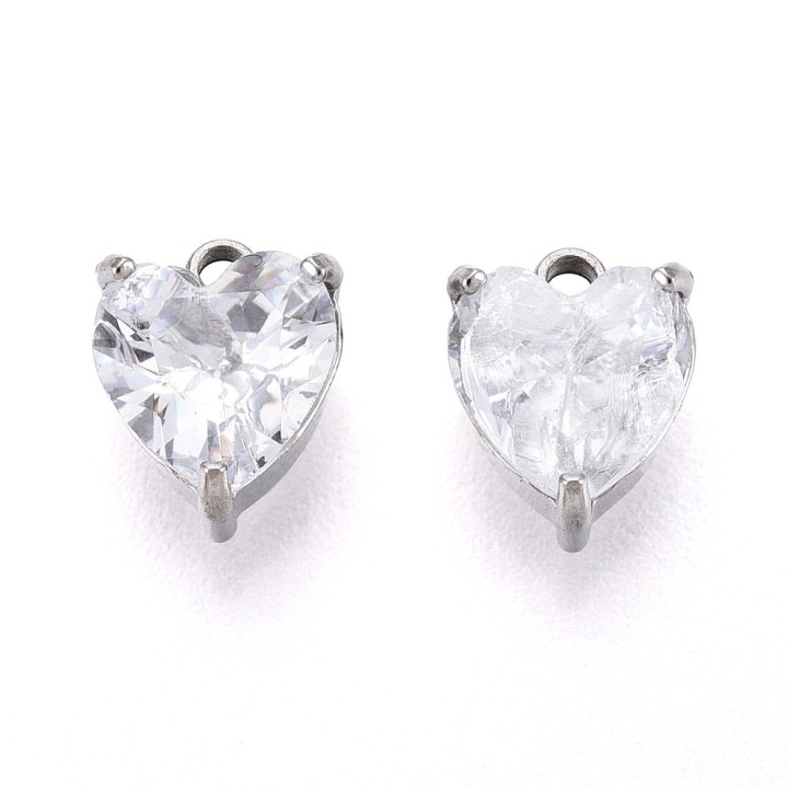 Perlarosa World Sparkling Heart Crystal Charms (1 pc) Silver