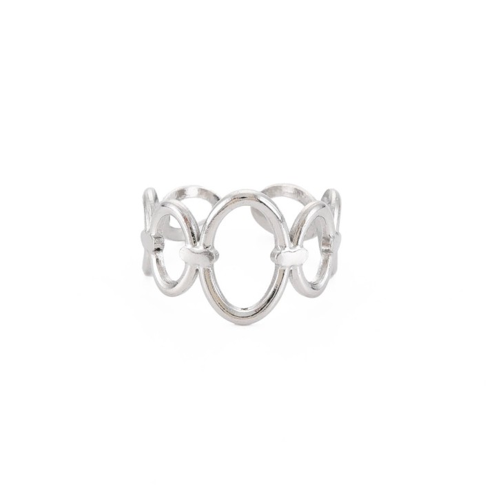 Perlarosa World Oval Link Cuff Ring (adjastable) Silver
