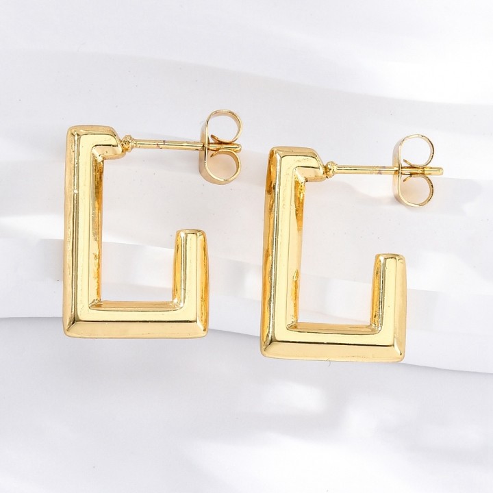 Perlarosa World Stud Earrings, Geometric Rectangle Design