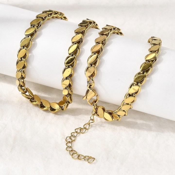 Perlarosa World Leaf-Link Necklace Gold