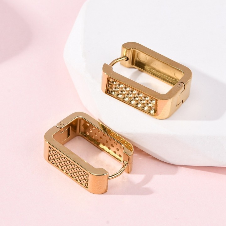 Perlarosa World Rectangle Hoop Gold