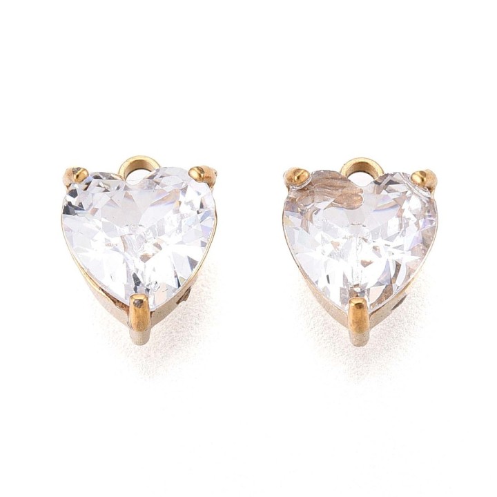 Perlarosa World Sparkling Heart Crystal Charms (1 pc) Gold