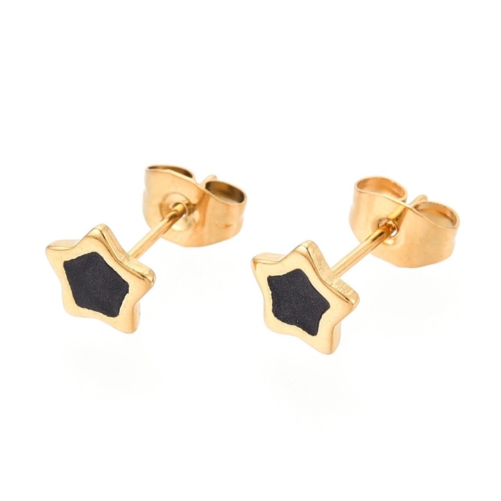Perlarosa World Star Stud Earrings with Enamel  Black