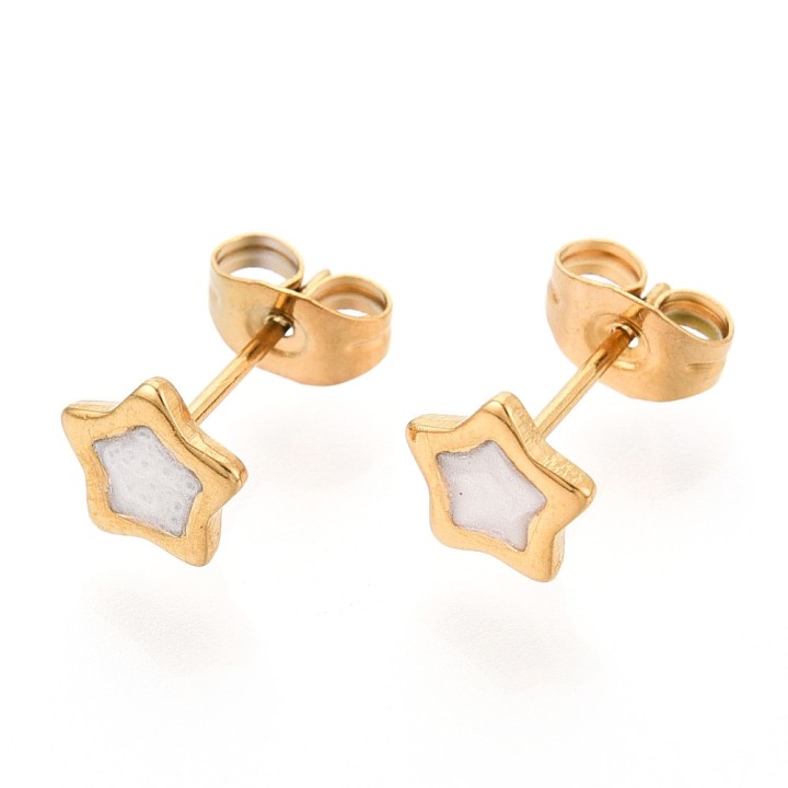 Perlarosa World Star Stud Earrings with Enamel  White