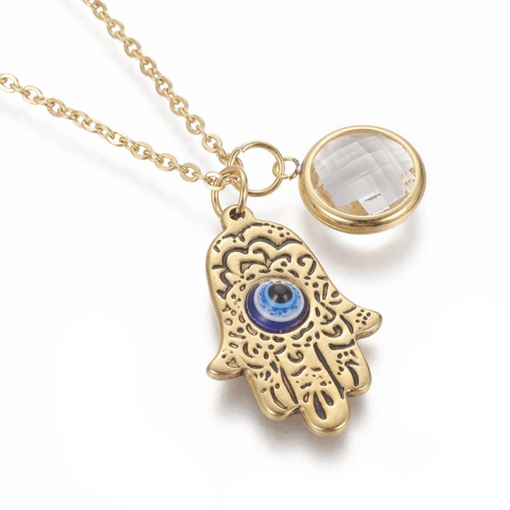 Perlarosa World Hamsa Hand & Evil Eye Pendant Necklace