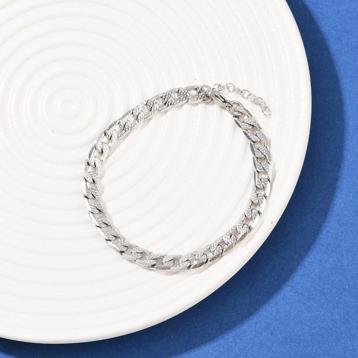 Perlarosa World Textured Curb Chain Bracelet – (Adjustable Length) Gold/Silver