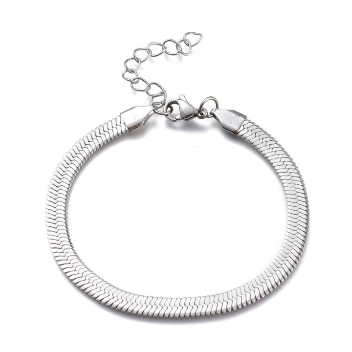 Perlarosa World Flat Snake Chain Bracelet Silver