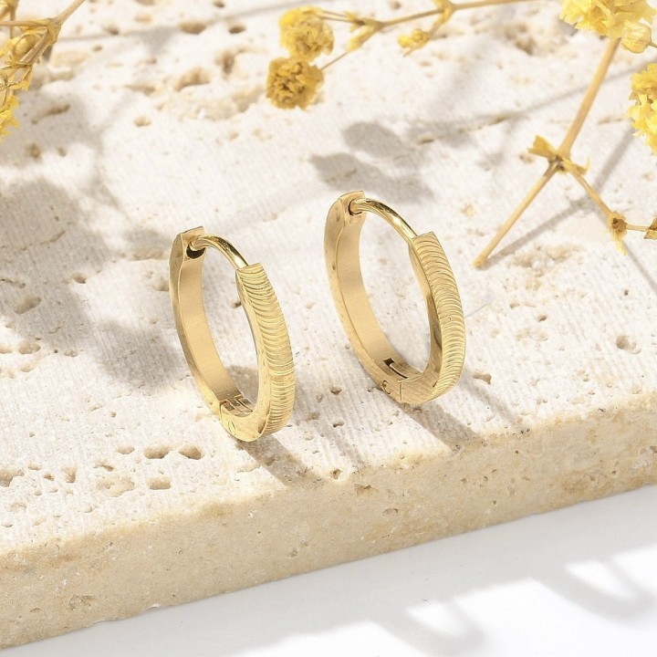 Perlarosa World Textured Hoop Earrings Gold