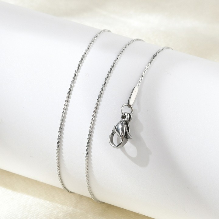 Perlarosa World  Minimal Flat Box Chain Necklace Silver