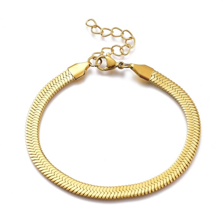 Perlarosa World Flat Snake Chain Bracelet Gold