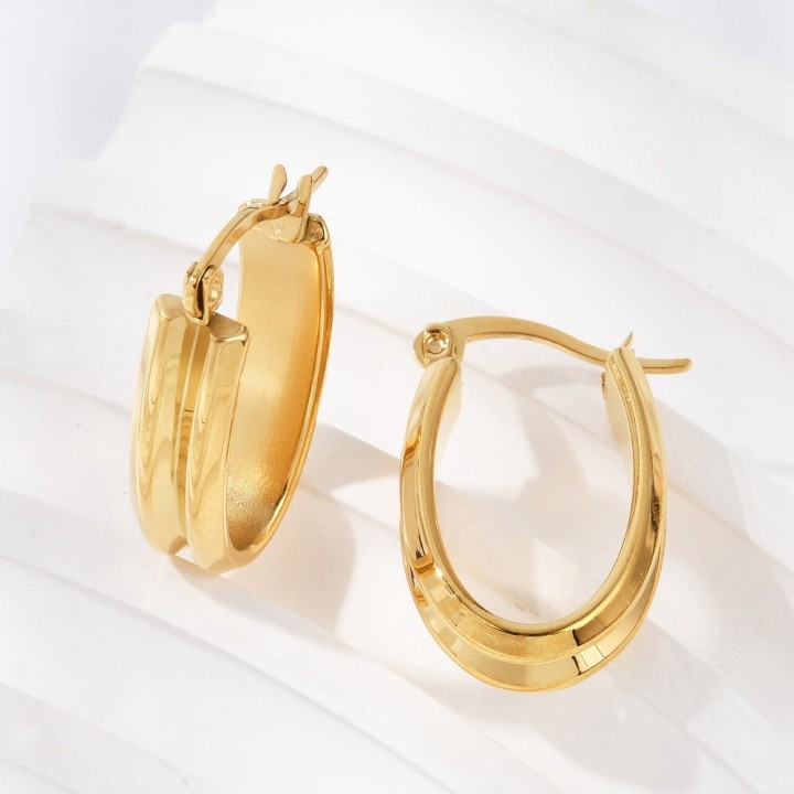 Perlarosa World Oval Hoop Stud Earrings