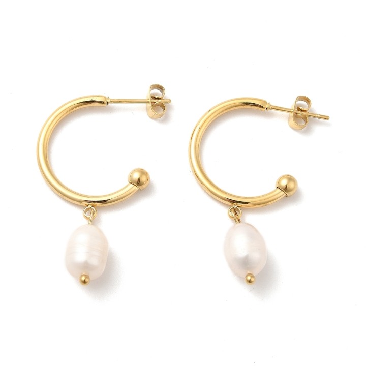 Perlarosa World Hoop Earrings with Freshwater Pearl