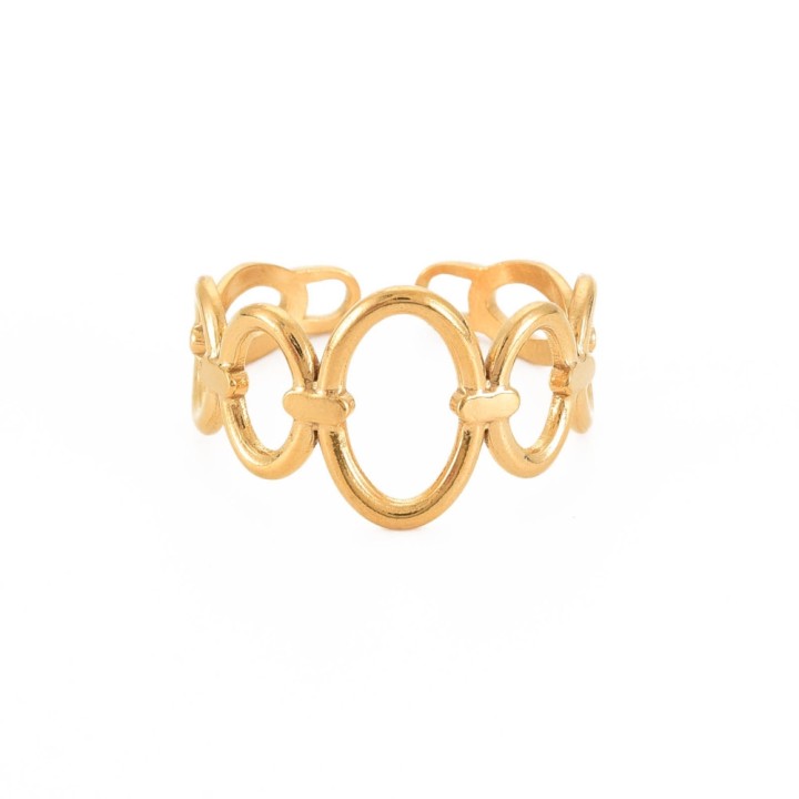 Perlarosa World Oval Link Cuff Ring (adjastable) Gold