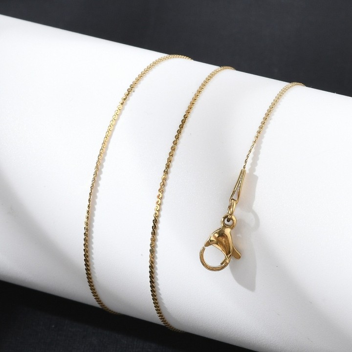 Perlarosa World  Minimal Flat Box Chain Necklace Gold