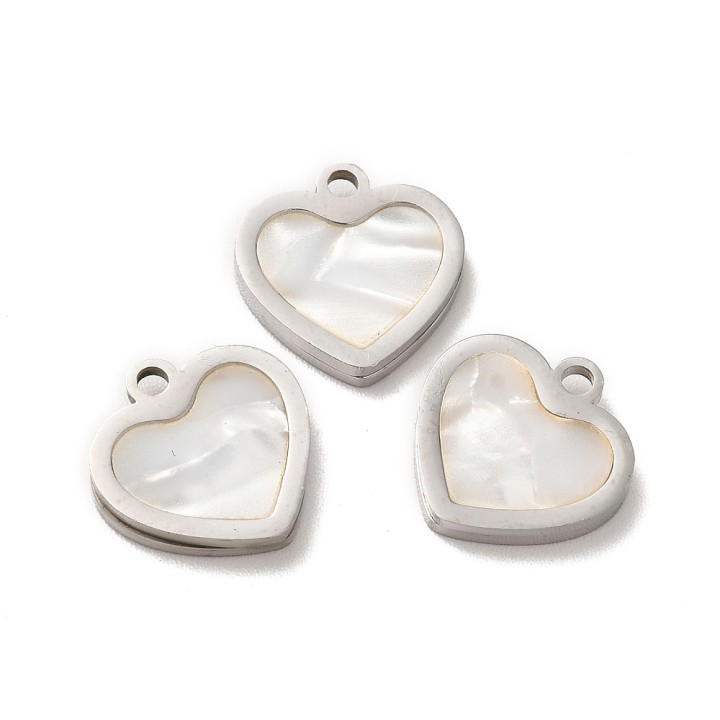 Perlarosa World Mother of Pearl Heart Charms (1pc) Silver