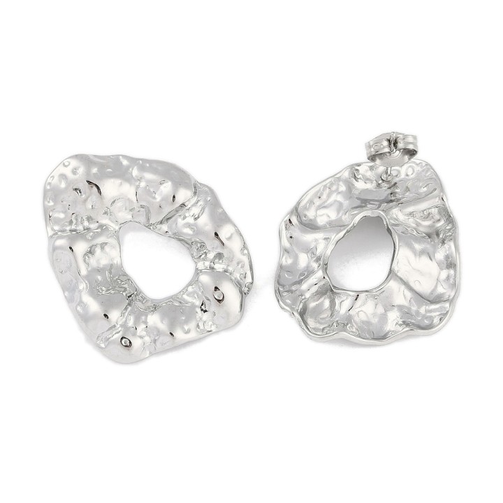 Perlarosa World Nugget Textured Stud Earrings Silver