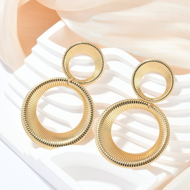 Perlarosa World Stud Earrings, Double Ring Statement Design