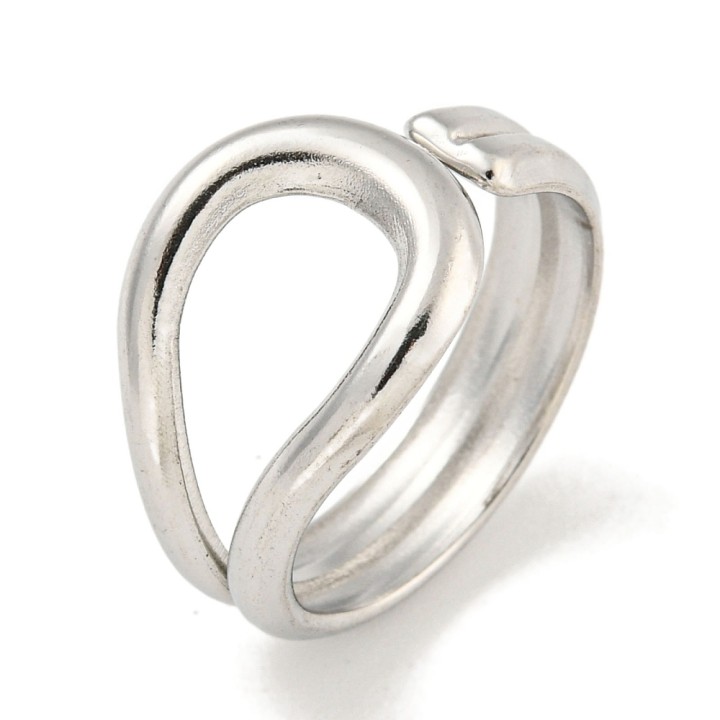 Perlarosa World Sculptural Teardrop Cuff Ring Silver