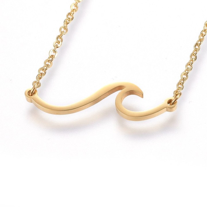 Perlarosa World Wave Pendant Necklace Gold