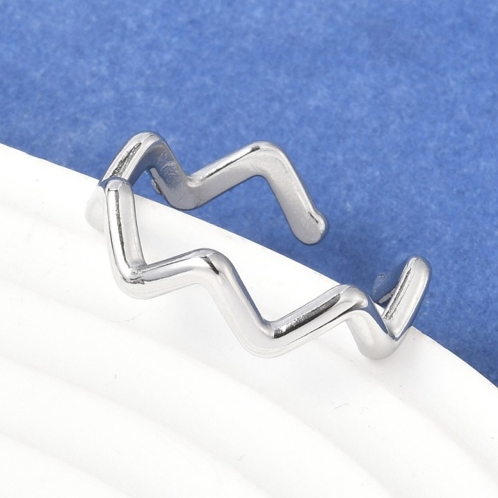 Perlarosa World Zigzag Cuff Ring (adjustable) Silver