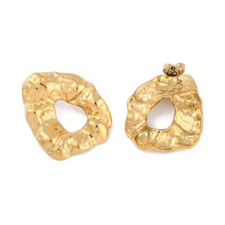 Perlarosa World Nugget Textured Stud Earrings Gold